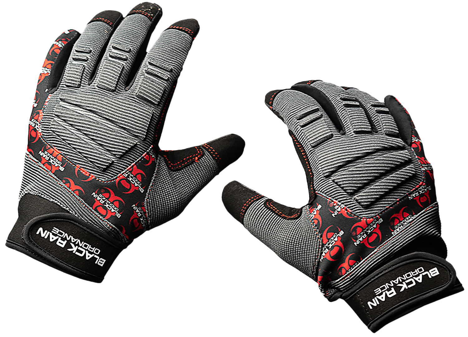 Black Rain Ordnance TACTGLOVEGRY/BLK/RD2XL Tactical Gloves  Black/Gray/Red 2XL Velcro