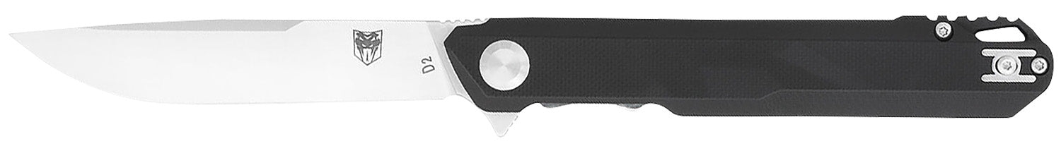 CobraTec Knives CTMONBLK Monarch  3.50" Folding Plain Satin D2 Steel Blade, 4.75" Black G10 Handle