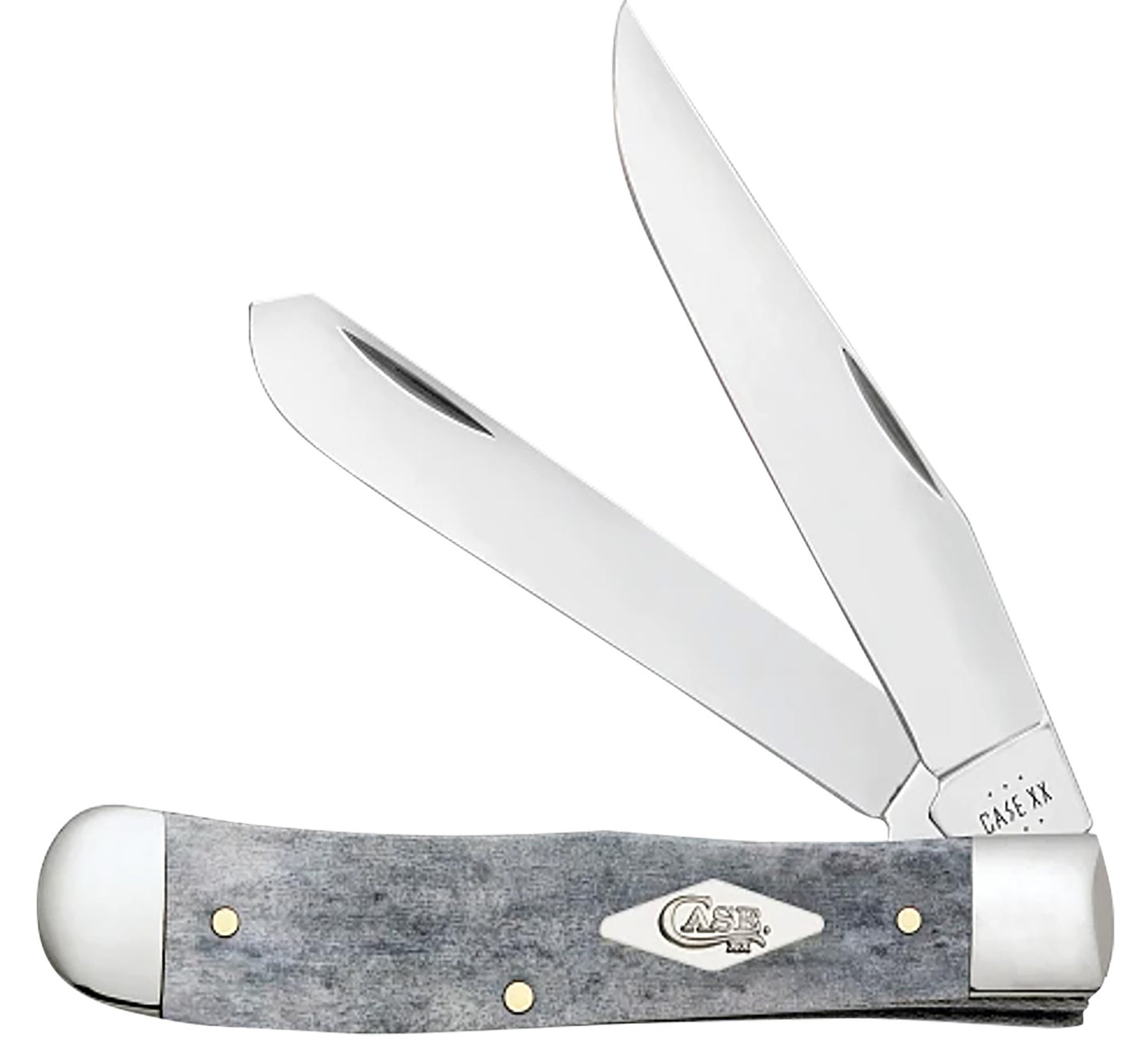 Case 34200 Trapper  Folding Clip Point/Spey Plain Mirror Polished Tru-Sharp SS Blade/ Smooth Gray Bone Handle
