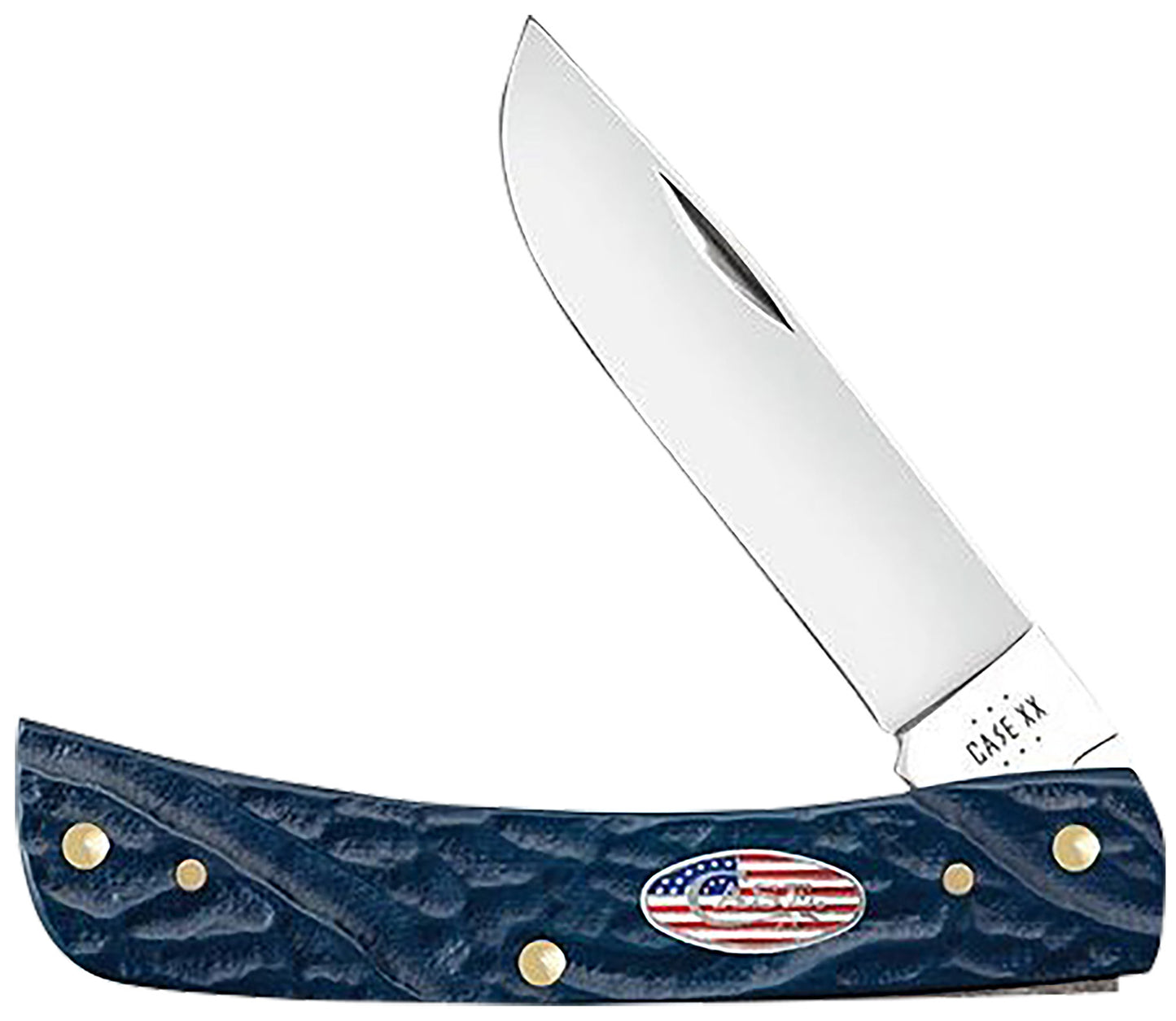 Case 39969 Sod Buster Jr. 2.80" Folding Skinner Plain Mirror Polished Stainless Steel Blade Blue Jigged Synthetic Handle