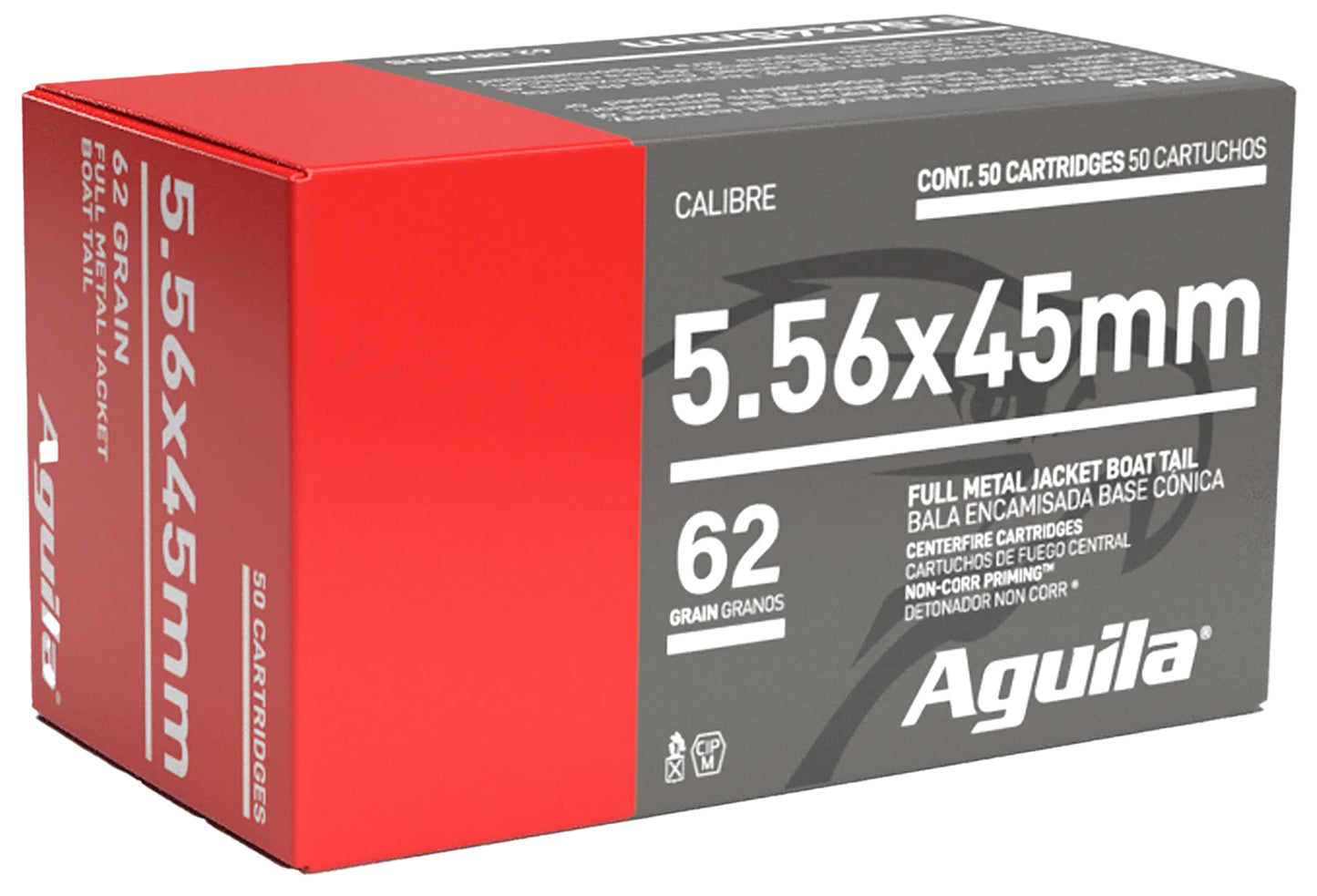Aguila 1E556110 Target & Range Rifle 5.56x45mm NATO 62gr Full Metal Jacket Boat Tail 50 Per Box/20 Case