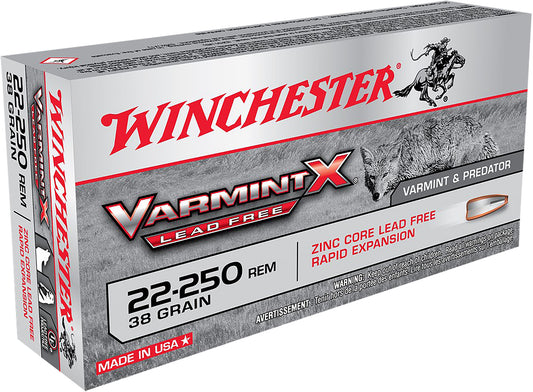 Winchester Ammo X22250PLF Varmint X  22-250Rem 38gr Lead Free Polymer Tip Rapid Expansion 20 Per Box/10 Case