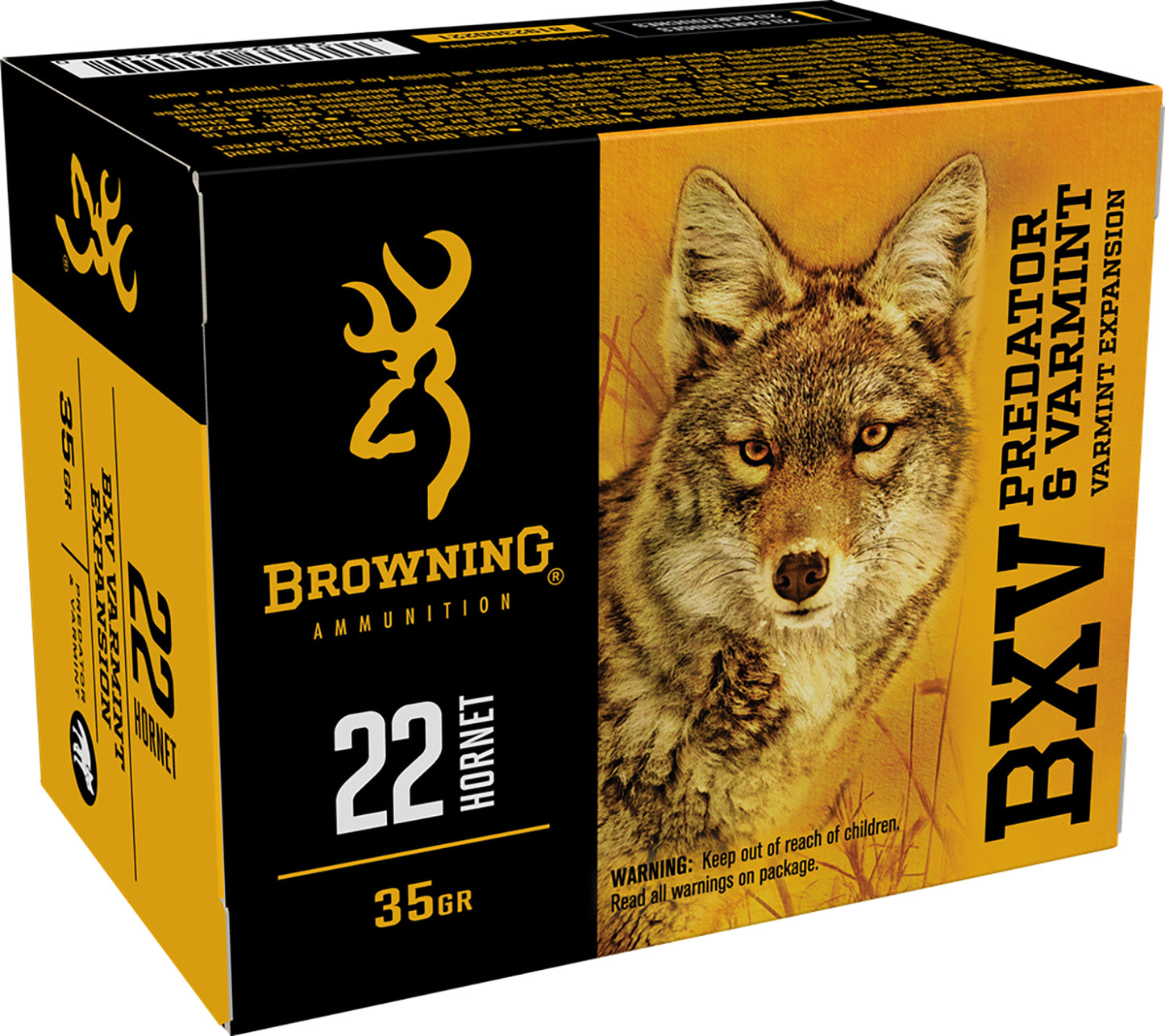 Browning Ammo B192300221 BXV Predator & Varmint 22Hornet 35gr Varmint Expansion Polymer Tip 20 Per Box/10 Case