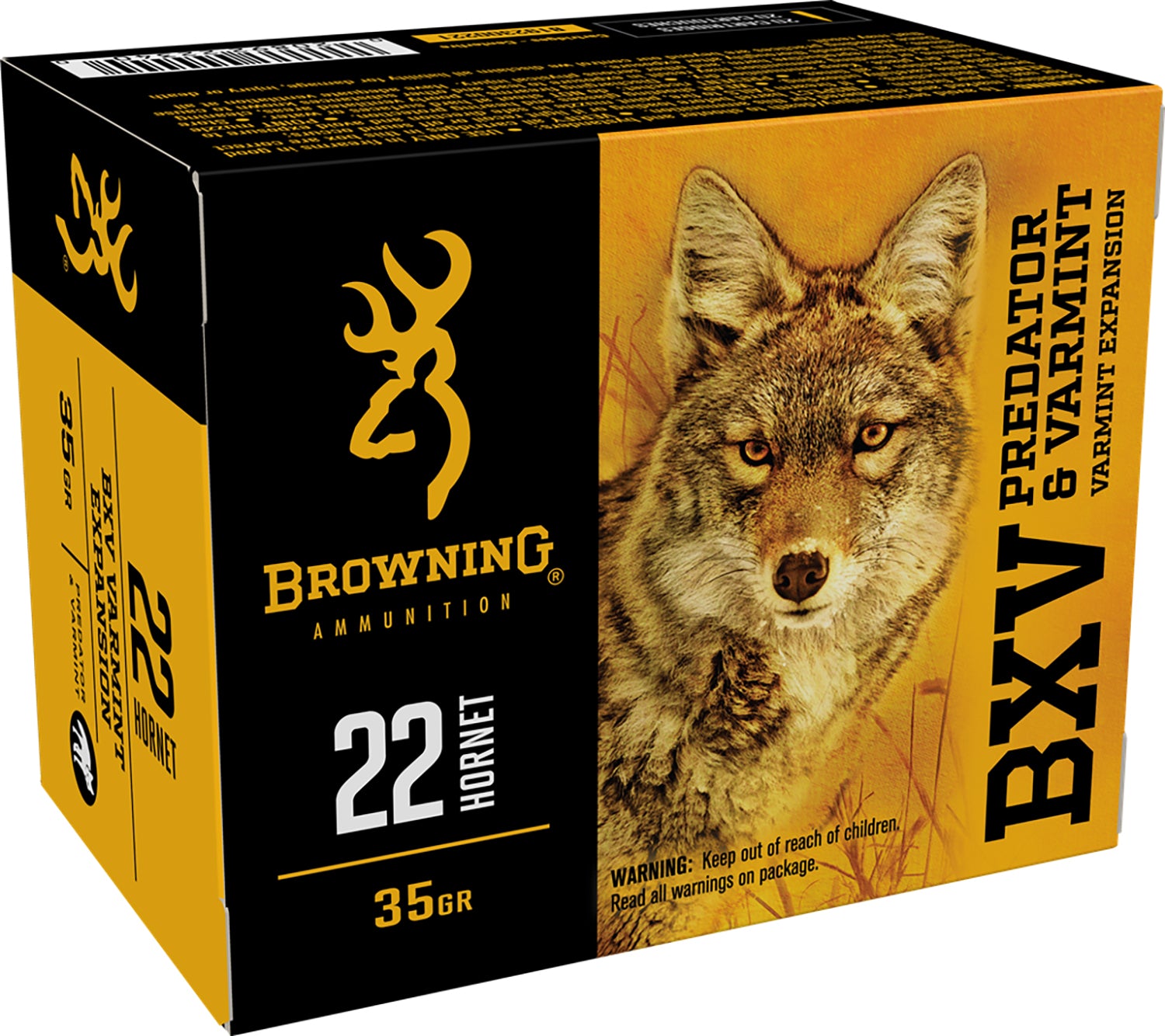 Browning Ammo B192300221 BXV Predator & Varmint 22Hornet 35gr Varmint Expansion Polymer Tip 20 Per Box/10 Case