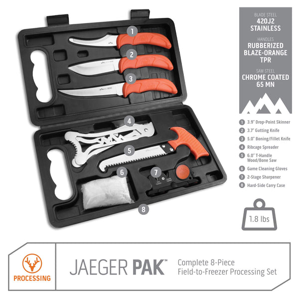 Outdoor Edge JaegerPak 8-piece hunting knife set blow mold case complete | Beauty Riche