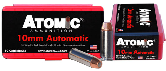 Atomic Ammunition 00432 Pistol Precision Craft 10mmAuto 180gr Bonded Match Hollow Point 50 Per Box/10 Case