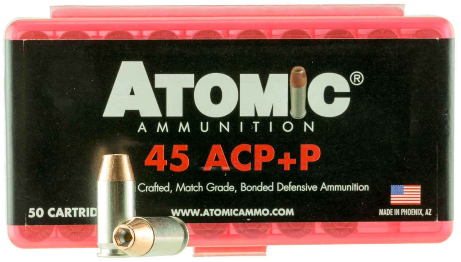 Atomic Ammunition 00412 Pistol Precision Craft 45ACP +P 185gr Bonded Match Hollow Point 50 Per Box/10 Case