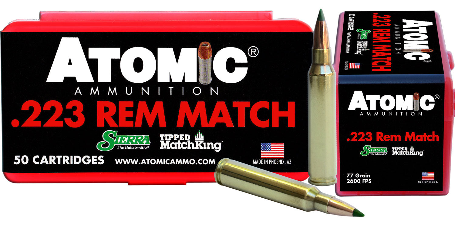 Atomic Ammunition 00452 Rifle Match 223Rem 77gr Tipped MatchKing 50 Per Box/10 Case