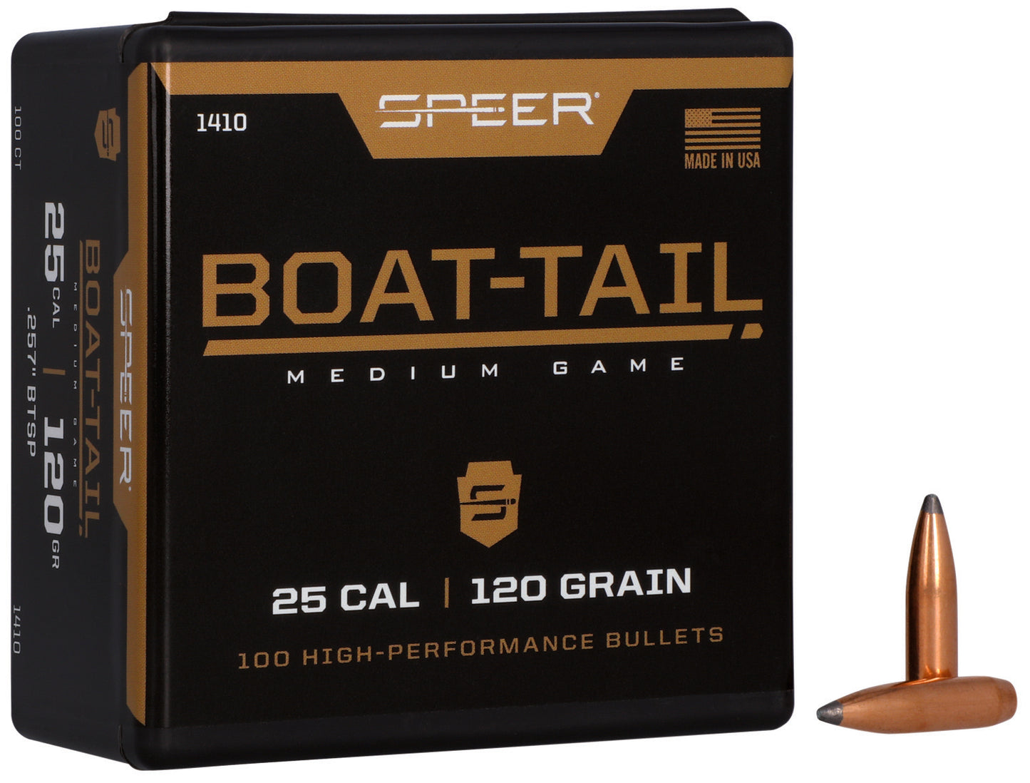 Speer 1410 Boat-Tail  25Cal 120gr Jacketed Soft Point Boat Tail 100 Per Box/5 Case