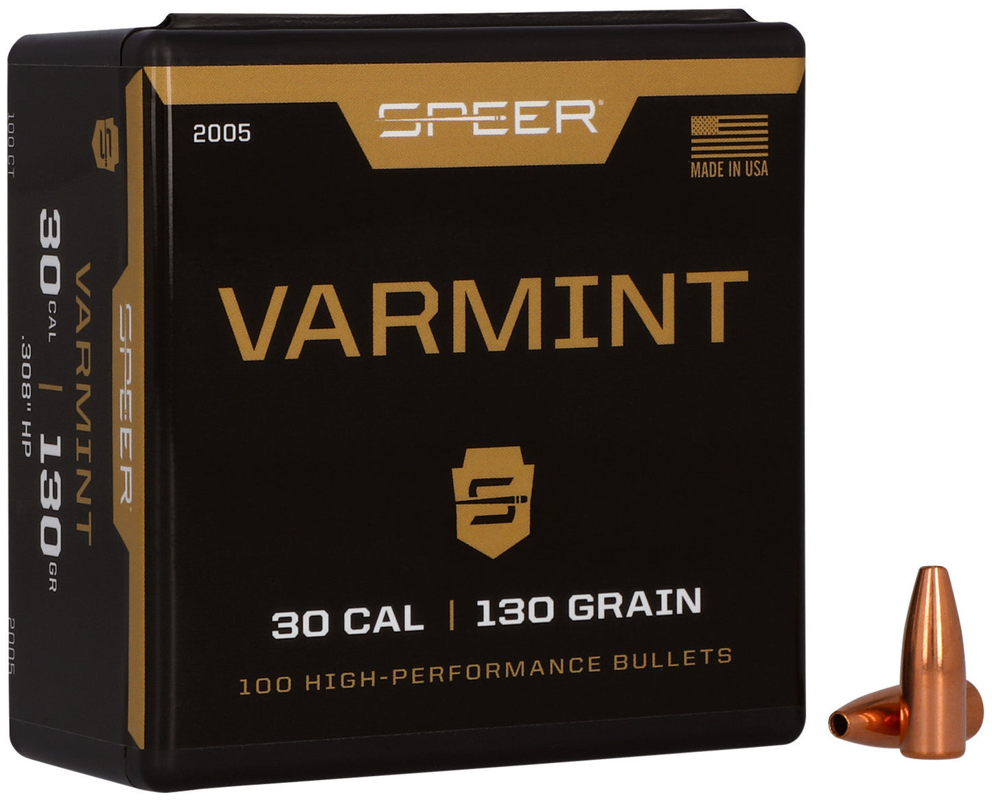 Speer 2005 Varmint  30Cal 130gr Jacketed Hollow Point 100 Per Box/5 Case
