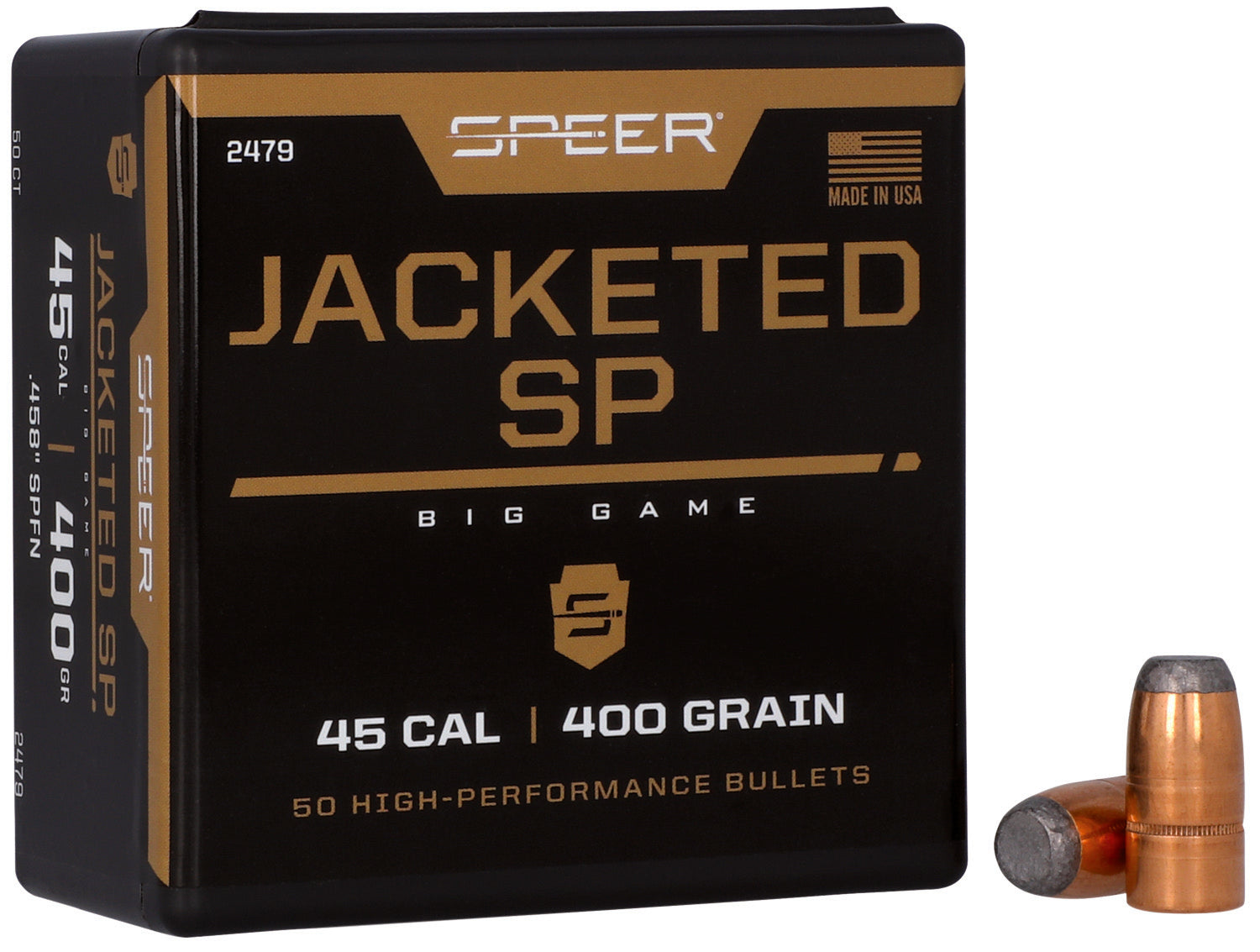 Speer 2479 Hot-Cor  45Cal 400gr Soft Point Flat Nose 50 Per Box/5 Case
