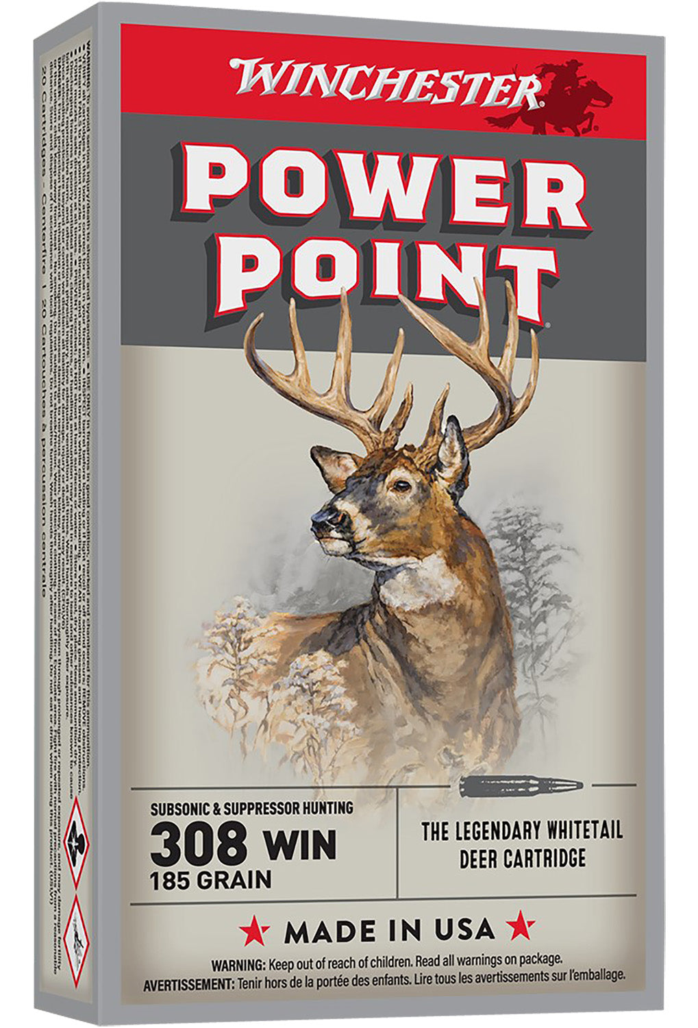 Winchester Ammo X308SUBX Power-Point  308Win 185gr 20 Per Box/10 Case