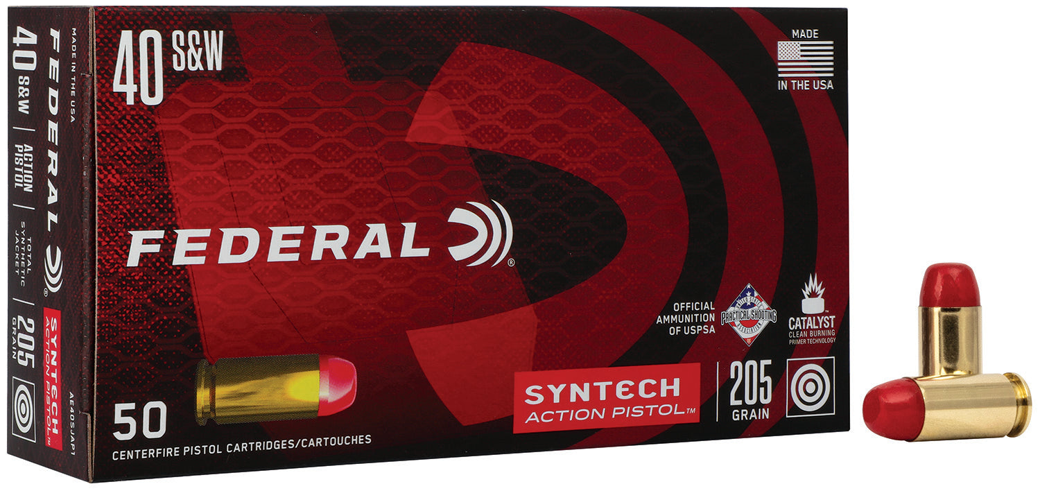 Federal AE40SJAP1 American Eagle Syntech Action Pistol  40S&W 205gr Total Syntech Jacket Flat Nose 50 Per Box/10 Case