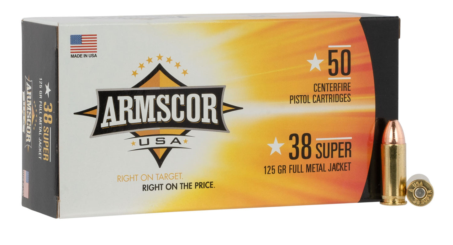 Armscor FAC38SUPER1N USA  38Super 125gr Full Metal Jacket 50 Per Box/20 Case