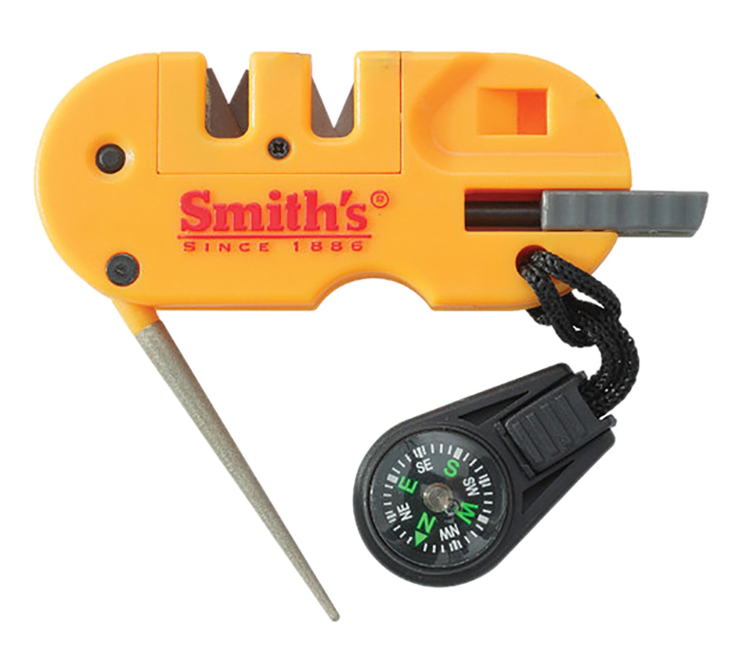 Smiths Products 50364 Pocket Pal X2 Sharpener and Outdoor Tool Hand Held Fine/Medium/Coarse Carbide, Ceramic, Diamond Sharpener Plastic Handle Yellow
