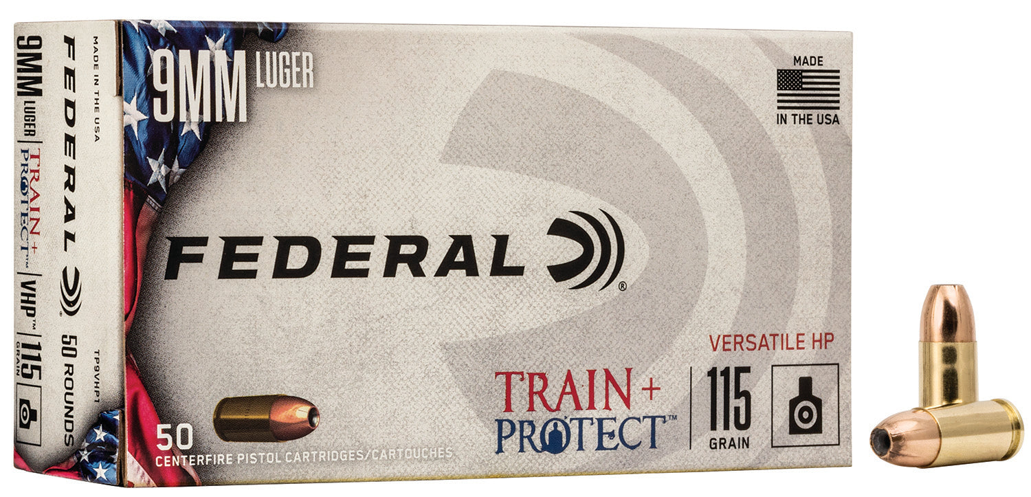 Federal TP9VHP1 Train + Protect  9mmLuger 115gr Versatile Hollow Point 50 Per Box/10 Case