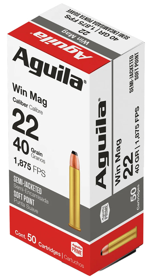 Aguila 1B222401 Silver Eagle Rimfire 22WMR 40gr Semi Jacketed Soft Point 50 Per Box/20 Case