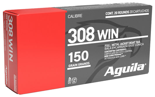 Aguila 1E308110 Target & Range Rifle 308Win 150gr Full Metal Jacket Boat Tail 20 Per Box/25 Case