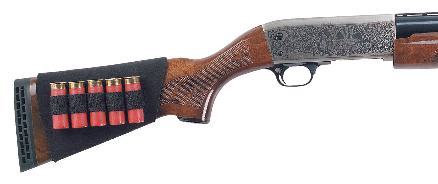 Uncle Mike's 88493 Buttstock Shell Holder  Black Neoprene 5rd Shotgun
