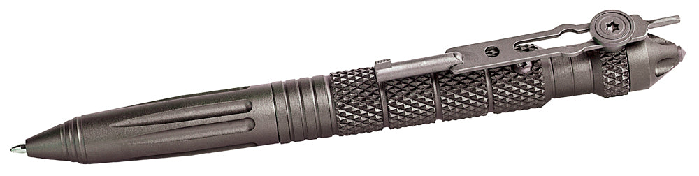 Uzi Accessories UZITACPEN4GM Tactical Pen  Gun Metal Aluminum 6" Features Glass Breaker/Cuff Key