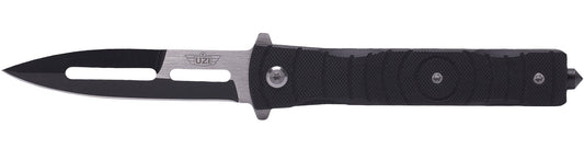 Uzi Accessories UZKFDR014 Mossad III 3.50" Folding Spear Point Plain Black/Silver Stainless Steel Blade Black G10 Handle Features Glass Breaker Includes Metal Clip