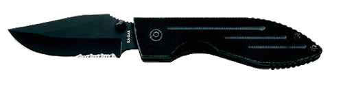 Ka-Bar 3073 Warthog  3" Folding Clip Point Part Serrated 420HC SS Blade Black G10 Handle Includes Pocket Clip