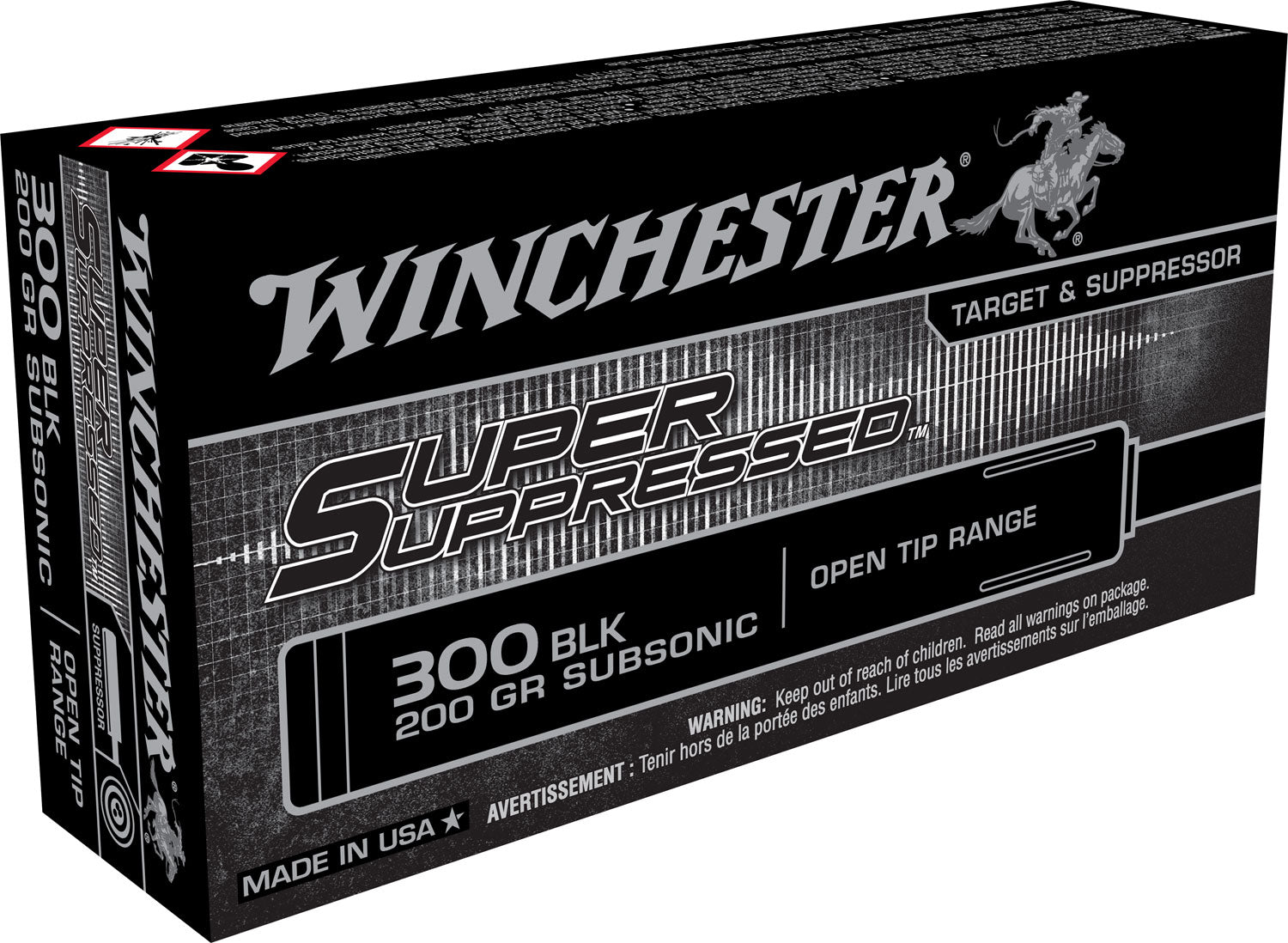 Winchester Ammo SUP300BLK Super Suppressed  300Blackout 200gr Open Tip Range 20 Per Box/10 Case