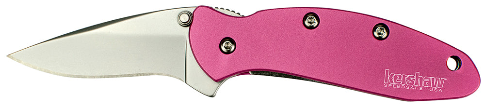 Kershaw 1600PINK Chive  1.90" Folding Drop Point Plain Bead Blasted 420HC SS Blade Pink Anodized Aluminum Handle Includes Pocket Clip