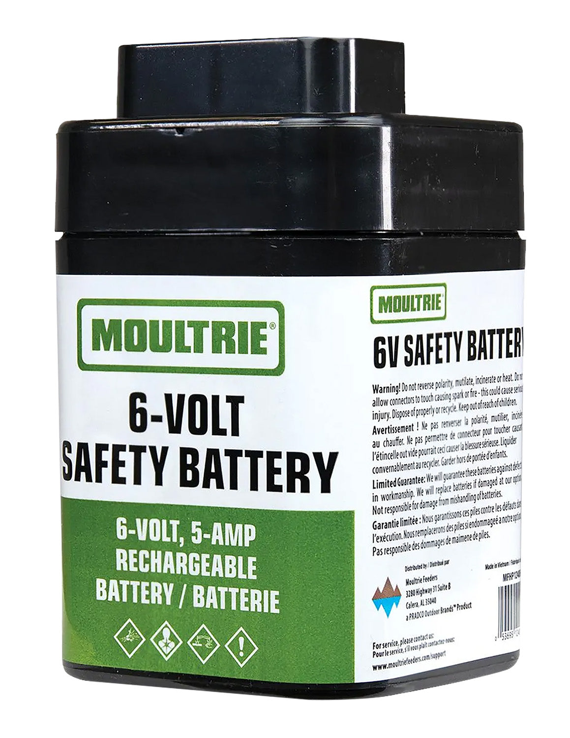 Moultrie MFHP12406 6V Rechargeable Safety Battery  Black Compatible w/Moultrie Feeders