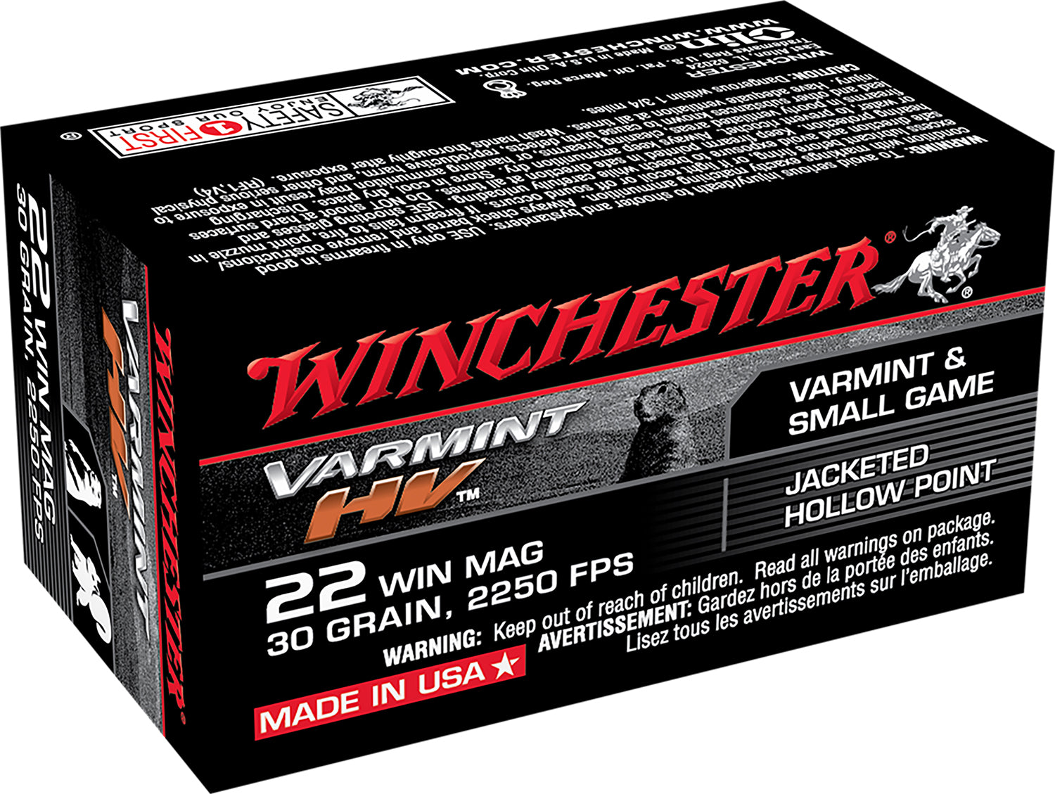 Winchester Ammo S22M2 Varmint HV  22WMR 30gr Jacketed Hollow Point 50 Per Box/40 Case