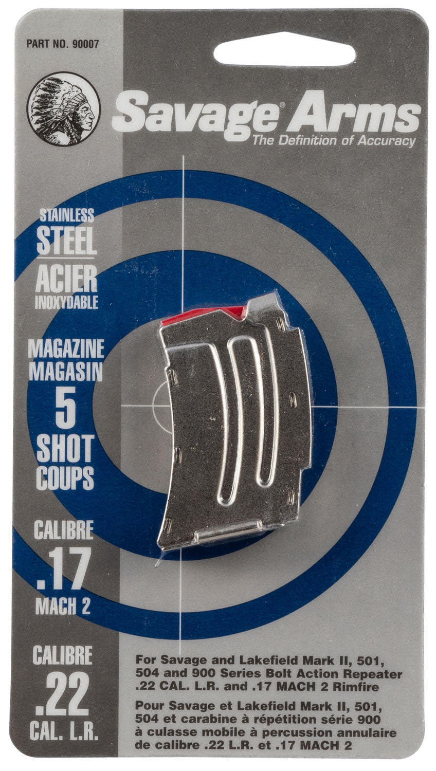 Savage Arms 90007 MKII  5rd 22 LR/17 Mach 2 Stainless Steel