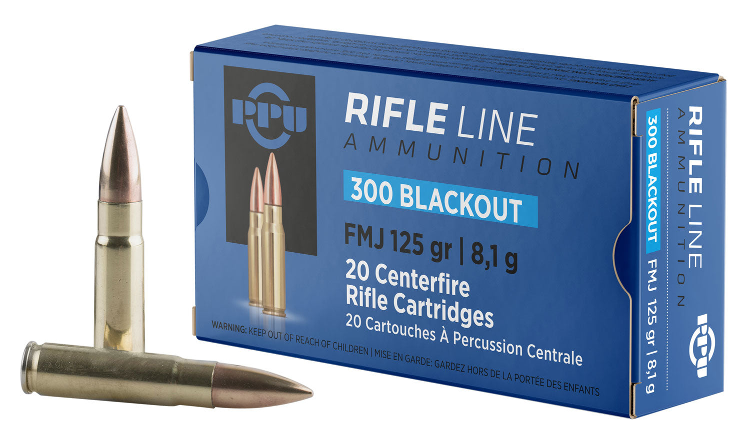 PPU PP300BF Standard Rifle  300Blackout 125gr Full Metal Jacket 20 Per Box/50 Case