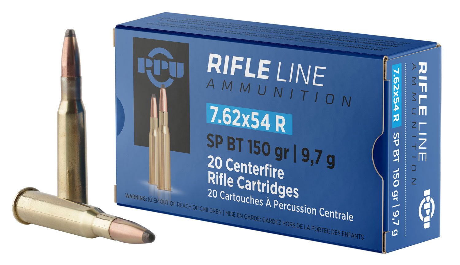 PPU PP76254S Metric Rifle  7.62x54mmR 150gr Soft Point Boat Tail 20 Per Box/10 Case