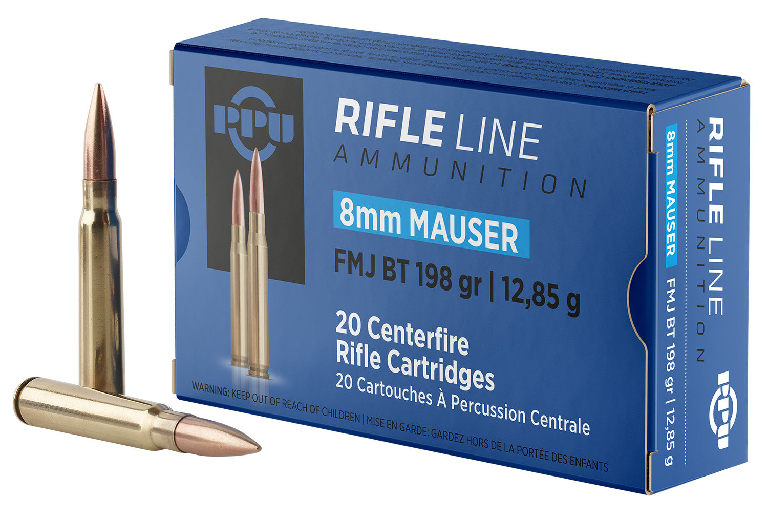 PPU PP8F Metric Rifle  8mmMauser 198gr Full Metal Jacket Boat Tail 20 Per Box/10 Case