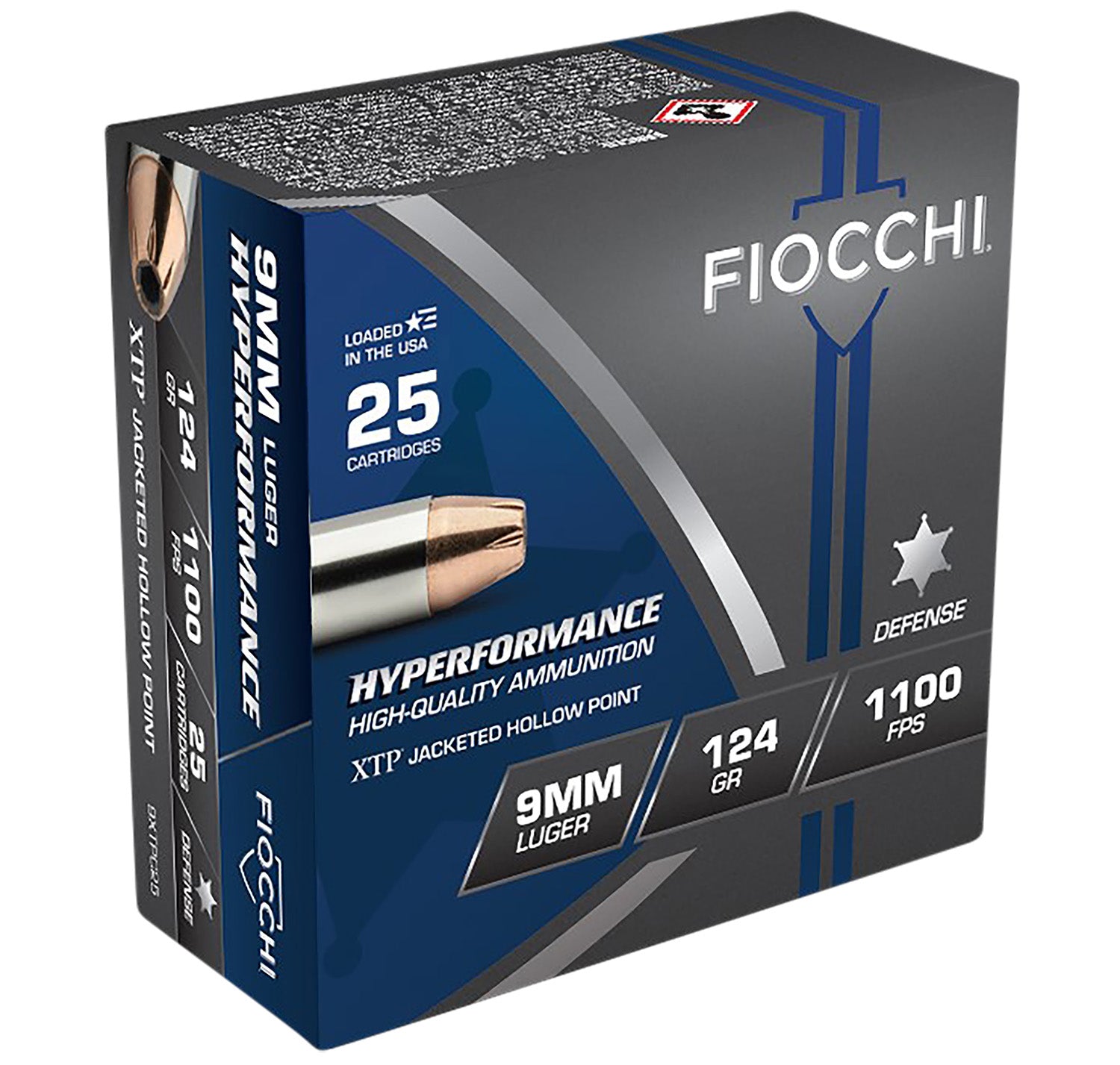 Fiocchi 9XTPC25 Hyperformance  9mmLuger 124gr Hornady XTP Hollow Point 25 Per Box/20 Case