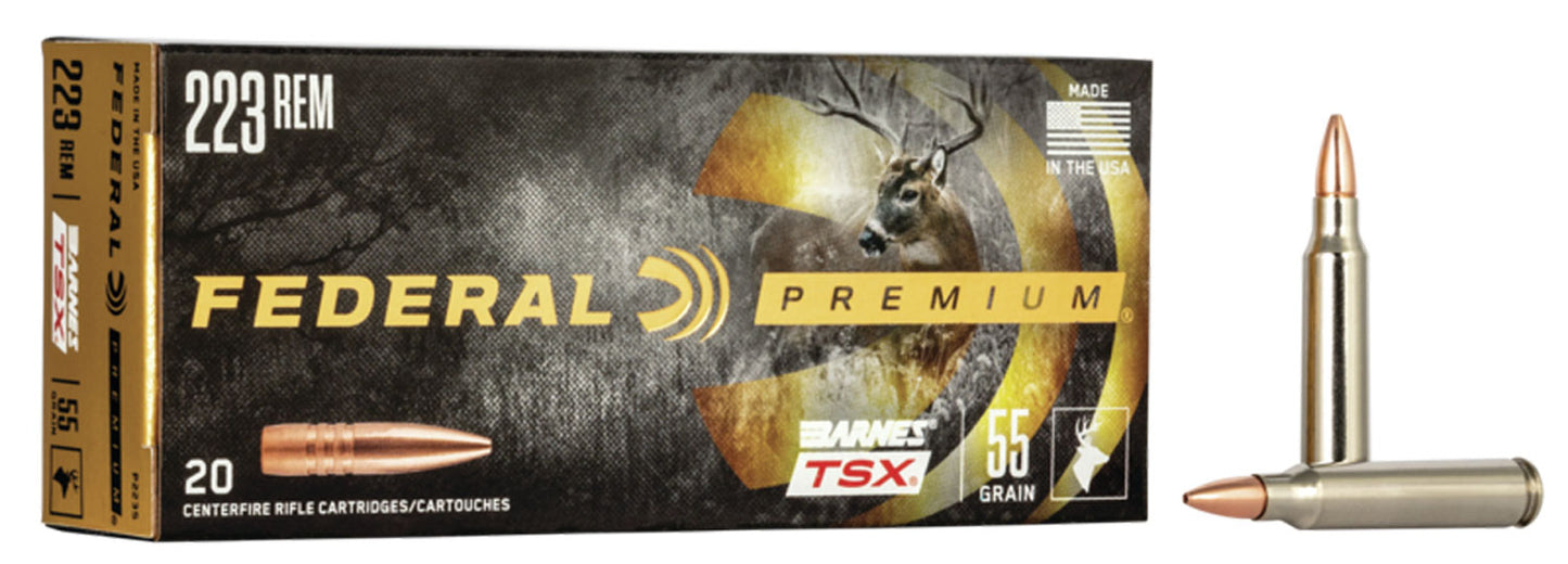 Federal P223S Premium  223Rem 55gr Barnes TSX 20 Per Box/10 Case