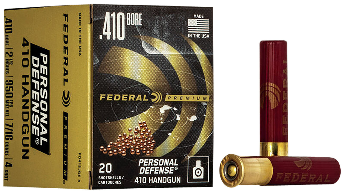 Federal PD412JGE4 Premium Personal Defense 410Gauge 2.50" 4Pellets 7/16oz 4Shot 20 Per Box/10 Case