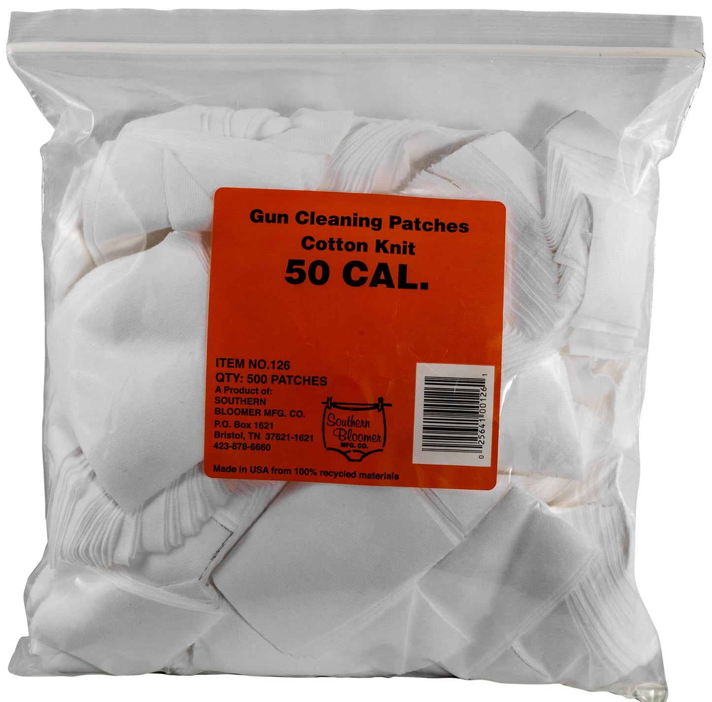 Southern Bloomer 126 Cleaning Patches  50 Cal Cotton 500 Per Pkg