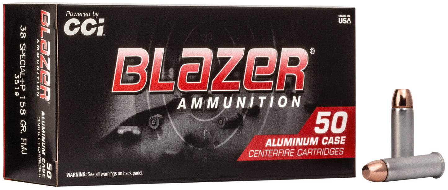 CCI 3519 Blazer Handgun 38Special +P 158gr Total Metal Jacket 50 Per Box/20 Case