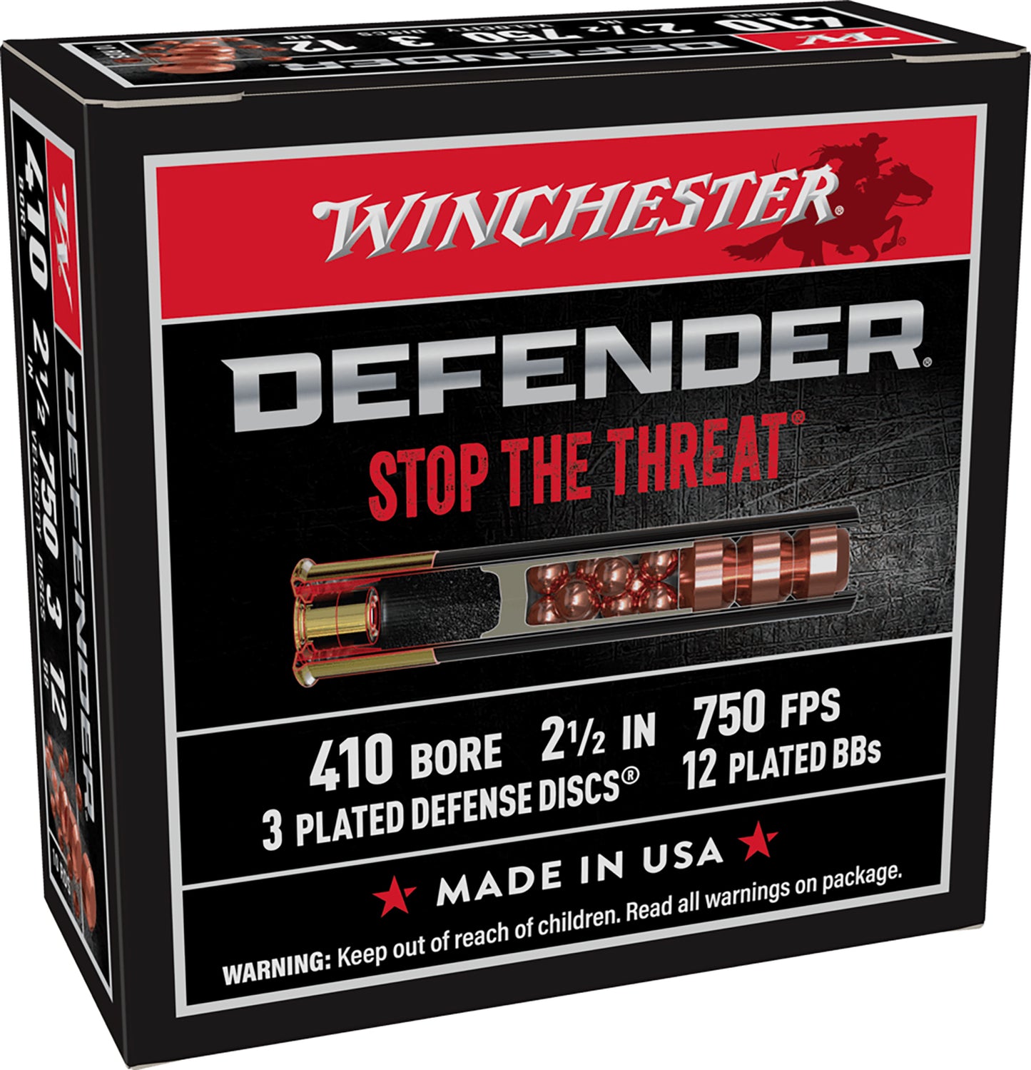 Winchester Ammo S410PDX1 PDX1 Defender  410Gauge 2.50" 3Defense Discs 12BBs Shot 10 Per Box/10 Case