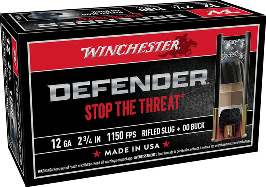 Winchester Ammo S12PDX1 PDX1 Defender Combo 12Gauge 2.75" 1oz Rifled Slug 3Plated 00Buck Shot 10 Per Box/10 Case