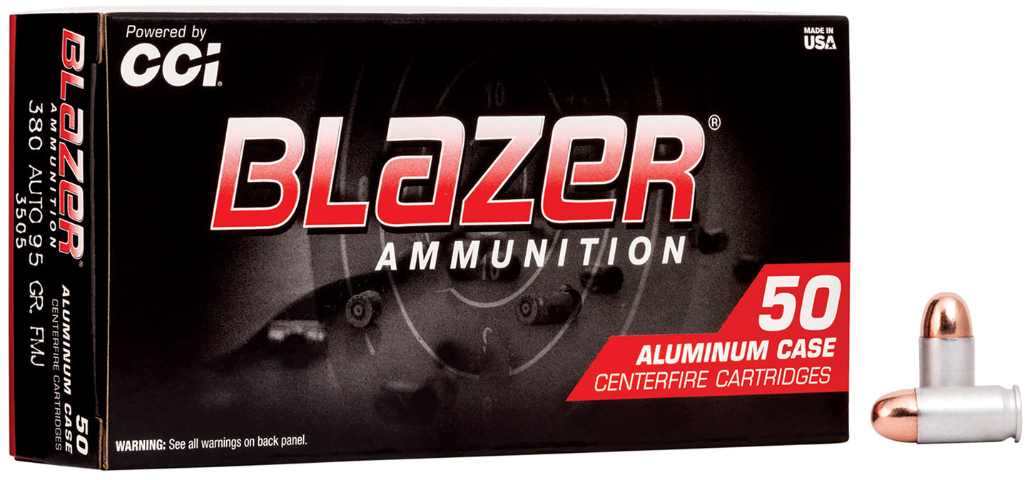 CCI 3505 Blazer Handgun 380ACP 95gr Total Metal Jacket 50 Per Box/20 Case