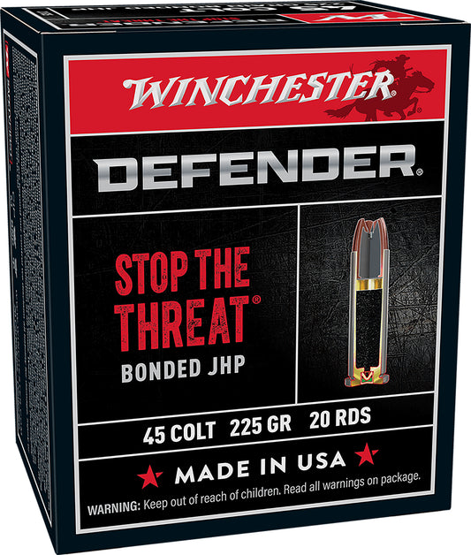 Winchester Ammo S45CPDB Defender  45Colt 225gr Bonded Jacket Hollow Point 20 Per Box/10 Case