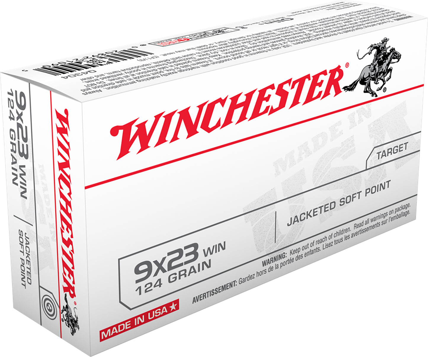 Winchester Ammo Q4304 USA  9x23Win 124gr Jacketed Soft Point 50 Per Box/10 Case