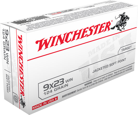Winchester Ammo Q4304 USA  9x23Win 124gr Jacketed Soft Point 50 Per Box/10 Case