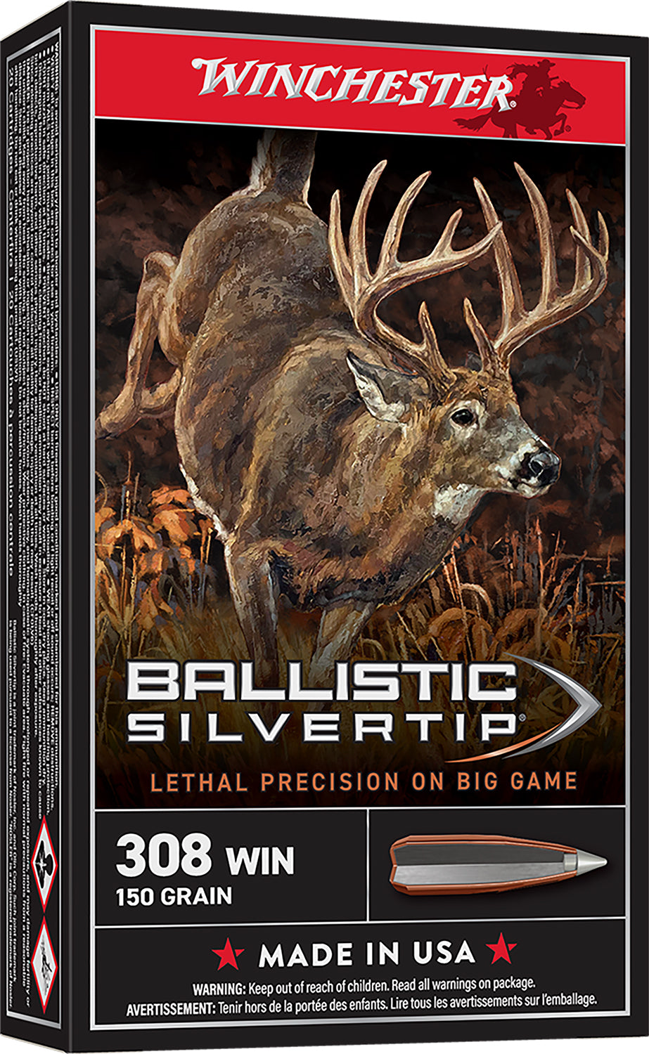 Winchester Ammo SBST308 Ballistic Silvertip  308Win 150gr Rapid Controlled Expansion Polymer Tip 20 Per Box/10 Case