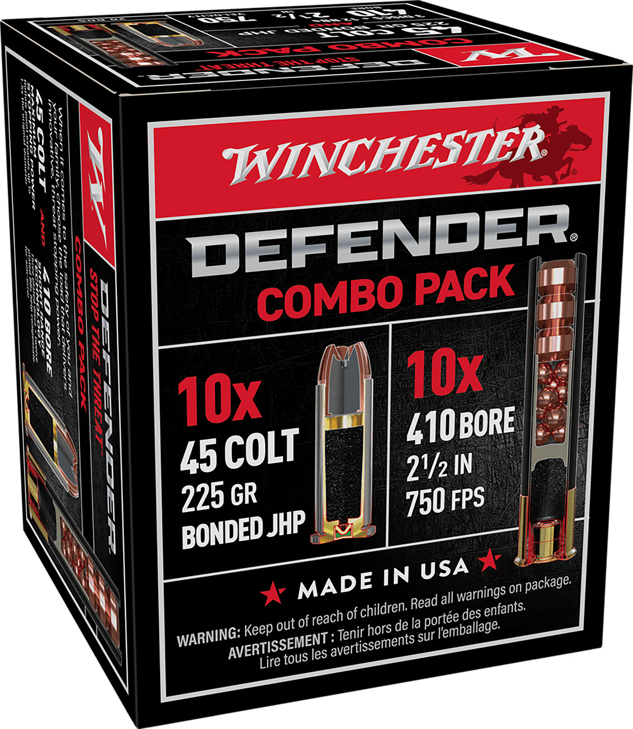 Winchester Ammo S41045PD PDX1 Defender Combo 410Gauge 2.50" 1/2oz 3Defense Discs 12BBs Shot 20 Per Box/10 Case