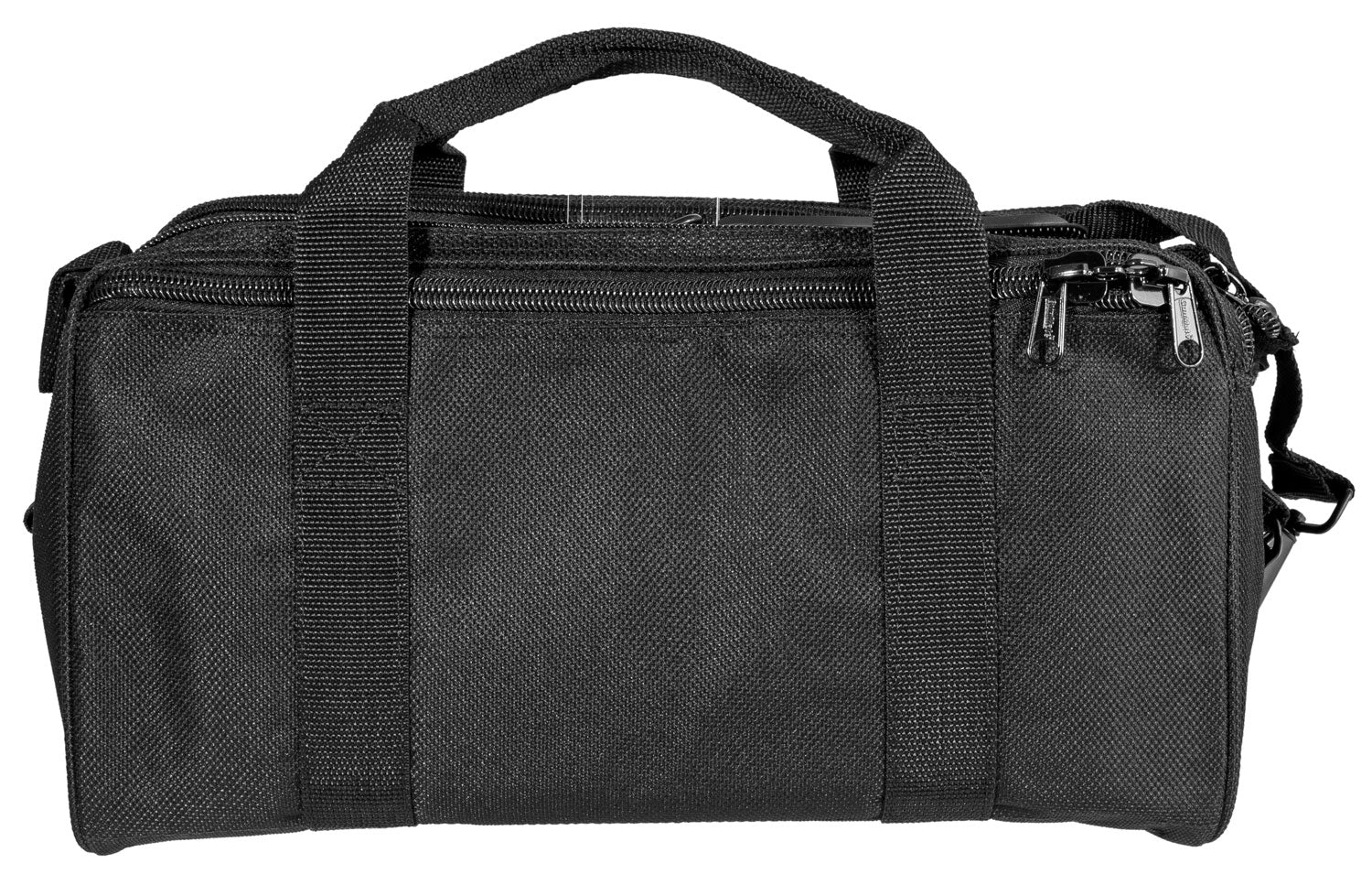 Uncle Mike's 22520 GunMate Range Bag made of Nylon with Black Finish, Rollup Flap with Zippers, Lockable Zipper Side Compartments & Removable Pistol Rug Holds up to 2 Handguns 16" x 8" 7" Interior Dimensions