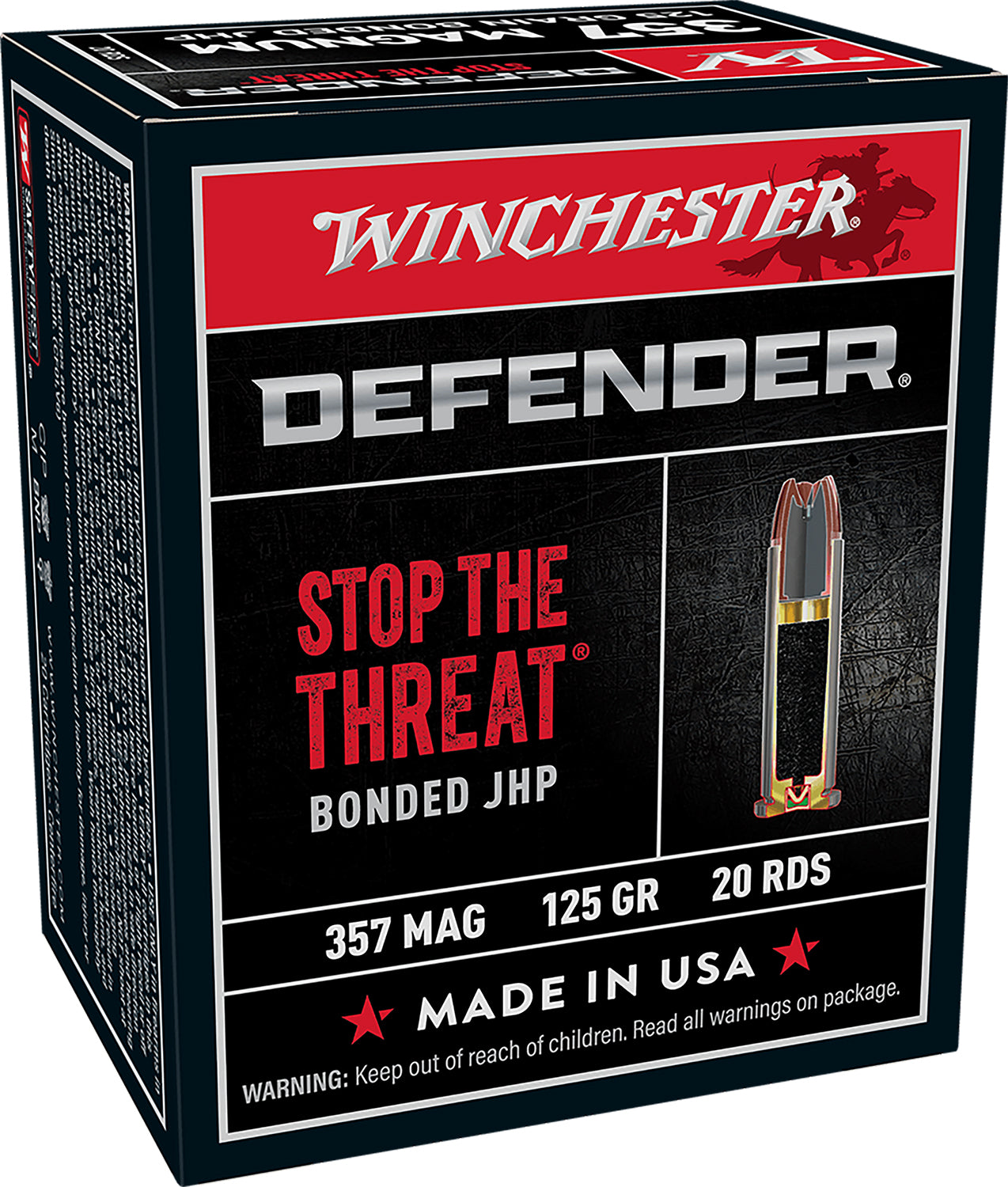 Winchester Ammo S357MPDB Defender  357Mag 125gr Bonded Jacket Hollow Point 20 Per Box/10 Case