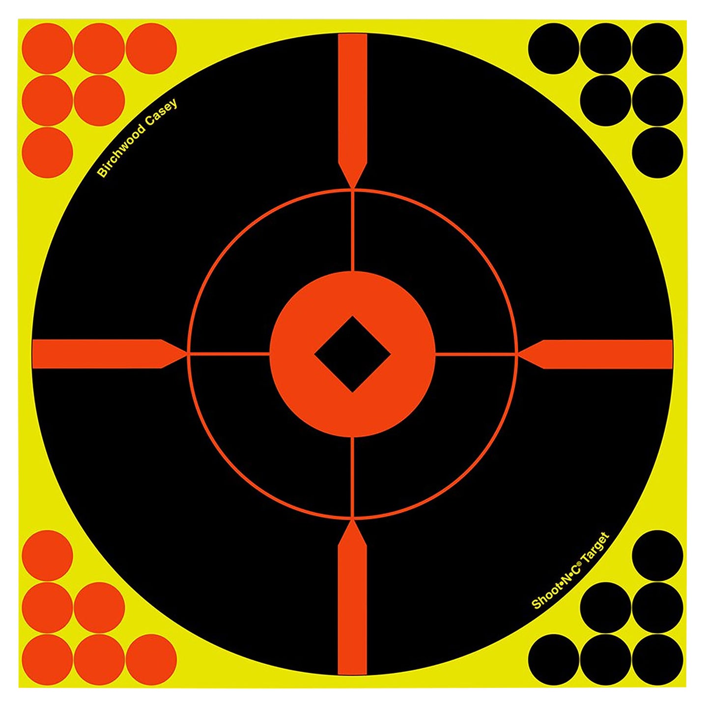 Birchwood Casey 34850 Shoot-N-C Reactive Target Self-Adhesive Paper Black/Yellow/Red 8" Bullseye BMW 50 Pack